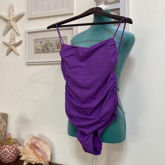 Zara limited edition ruched swimsuit you can’t miss💜💫Removable Padding 💫… - Picture 4 of 7